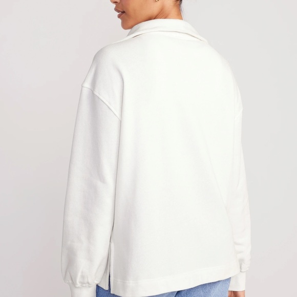 NWT OLD NAVY Oversized Half-Zip Pullover Tunic  Color: Sea Salt Top Mock - Picture 3 of 5